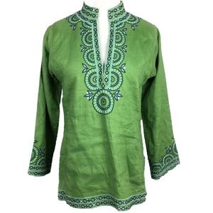 J Crew Small Linen Boho Bohemian Chic Top Shirt